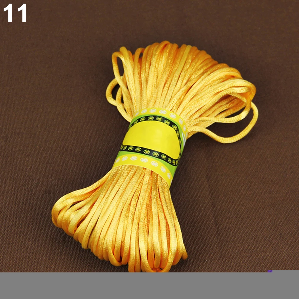 20 метров 2 мм, сатиновый шнур, нейлоновое плетение макраме, веревка для вязания, рукоделие и шитье - Цвет: Золотой
