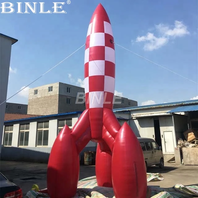 Modèle de fusée balistique gonflable personnalisé, grand ballon de fusée,  couleur commerciale, rouge, publicité
