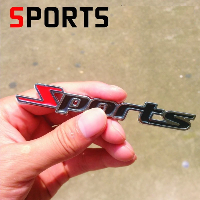 Sports Word Letter 3D Car Stickers Motorcycle Stickers Chrome Metal