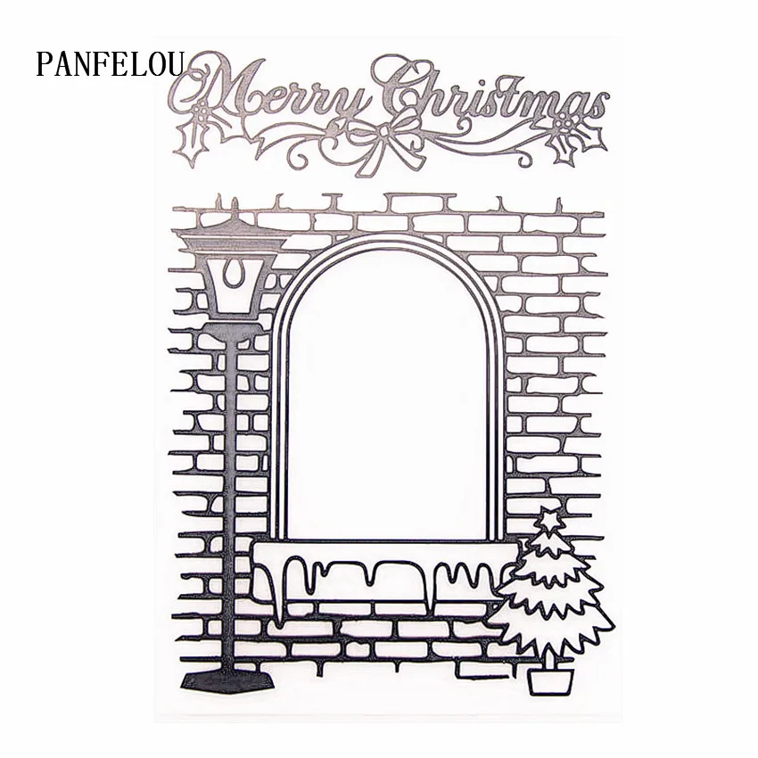 

PANFELOU Christmas fireplace Embossing folders Plastic For Scrapbooking DIY Template Fondant Cake Photo Album Card Making