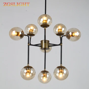 

Retro Industrial style chandelier Creative Glass Pendant lamp Vintage Suspended Glass Ball Magic Beans Lamp E27 Bulbs