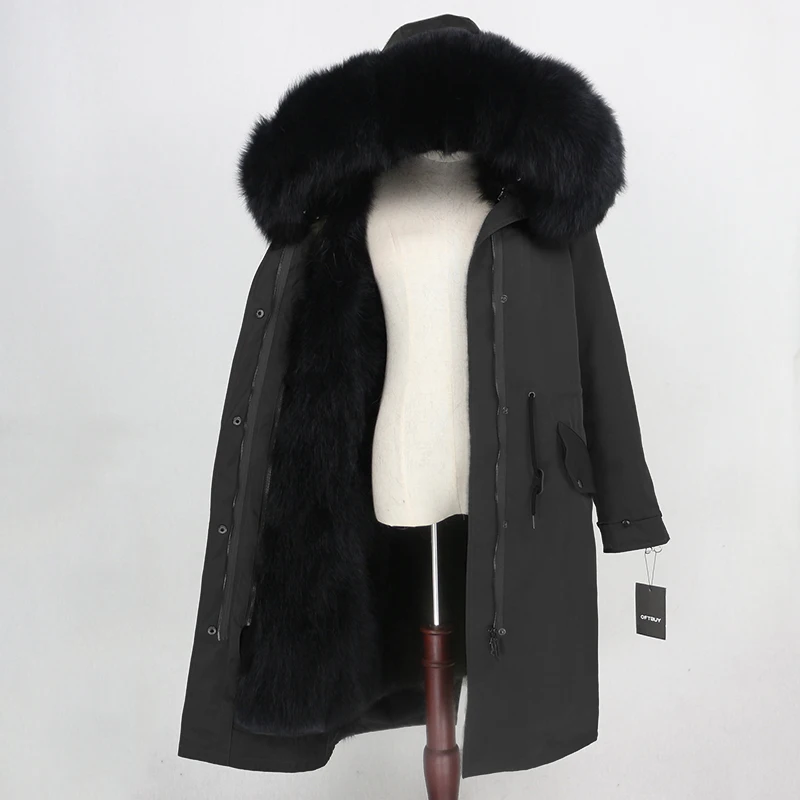 OFTBUY X-long Parka, водонепроницаемая ткань, верхняя одежда, зимняя куртка для женщин, натуральный Лисий мех, капюшон, Лисий мех, подкладка, натуральный мех, пальто, съемный