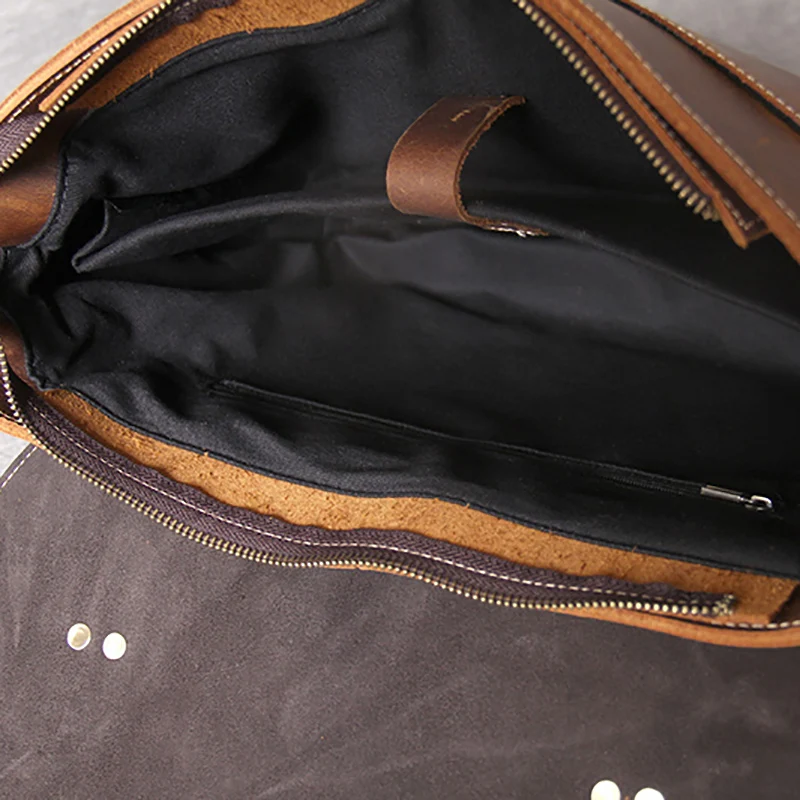 AETOO Retro head cowhide Briefcase Leather laptop bag men's shoulder oblique cross bag