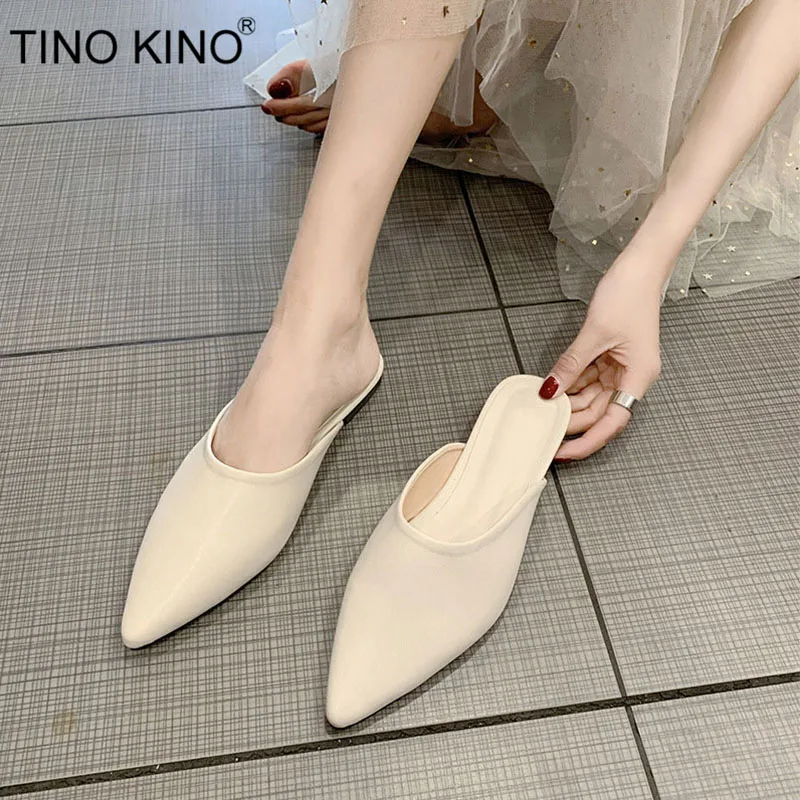 

TINO KINO Women Point Toe Flat Slippers Mules Shoes Sexy Slip On Ladies Shoes Summer Outdoor Fashion Loafers Female Slides