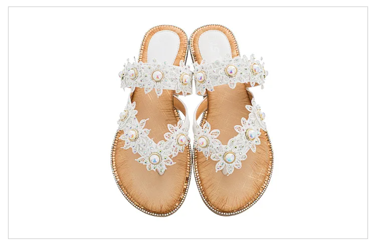 Г. модные сандалии с жемчугом элегантные женские сандалии для отдыха на низком каблуке со стразами золотого, белого, розового и семи цветов