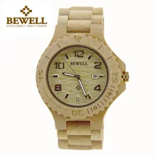 BEWELL мужские часы Время кварцевые натуральный деревянный верх роскошный бренд ручной работы деревянные мужские часы Автоматические с датой часы коробка 023B