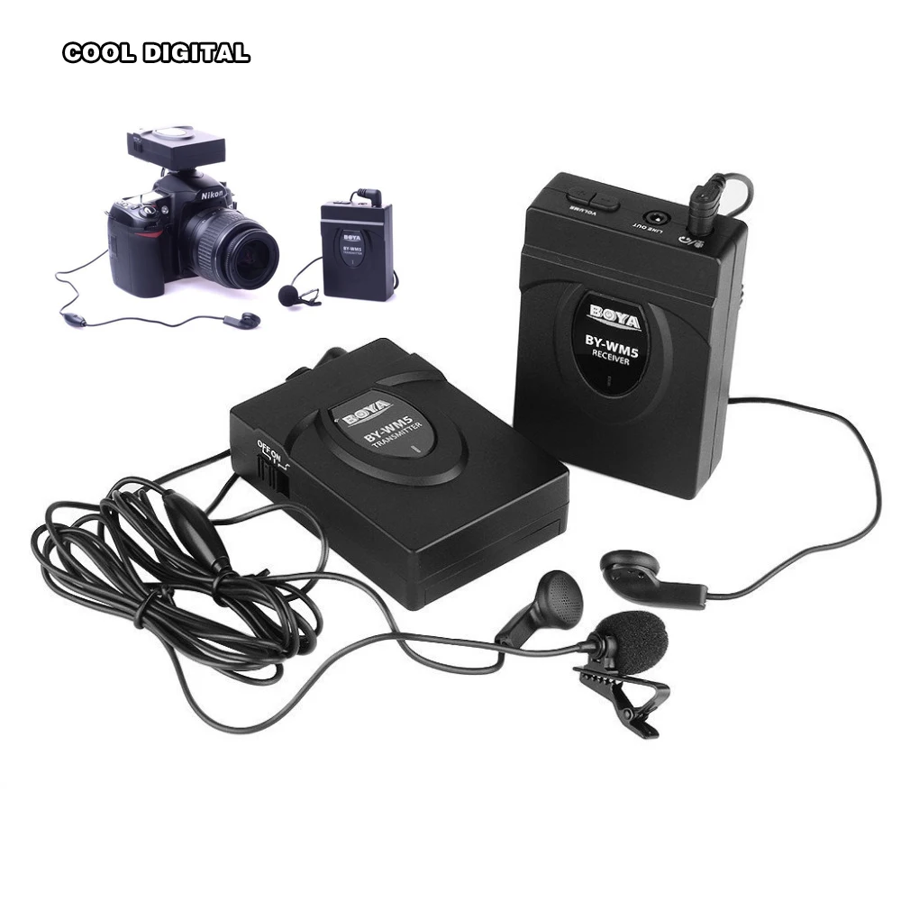 BOYA BY WM5 Wireless Lavalier Lapel Microphone System for Canon Nikon Sony DSLR Camera