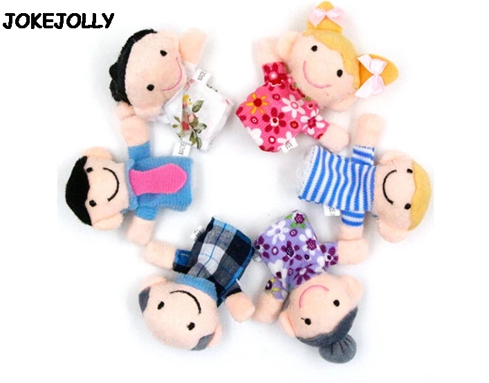 Baby Plush Toy Finger Puppets Tell Story Props Animals or Family Doll Kids Toys Children Gift 10pcs or 6pcs