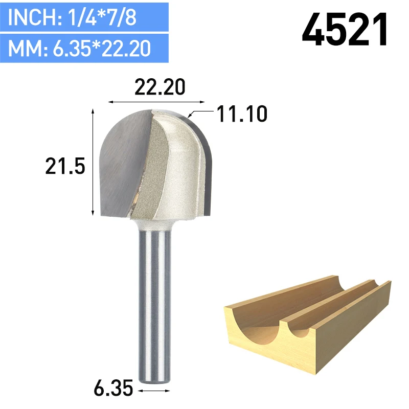 HUHAO 1 шт. 1/" 1/2" хвостовик круглый нос фрезы коробка для деревообработки Резак карбида вольфрама фрезы для дерева Концевая мельница - Длина режущей кромки: 4521