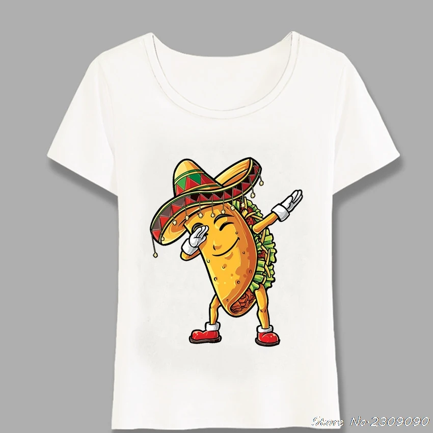 Новая женская обувь летняя футболка вытирая Taco Футболка с героями мультфильмов