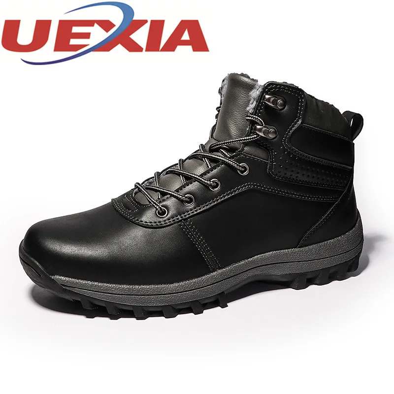 

Plus Size 45 Winter Men Casual Snow Boots Pu Leather Plush Warm Shoes Male Ankle Plush Boots Outdoor Hightop Cotton Timber Botas