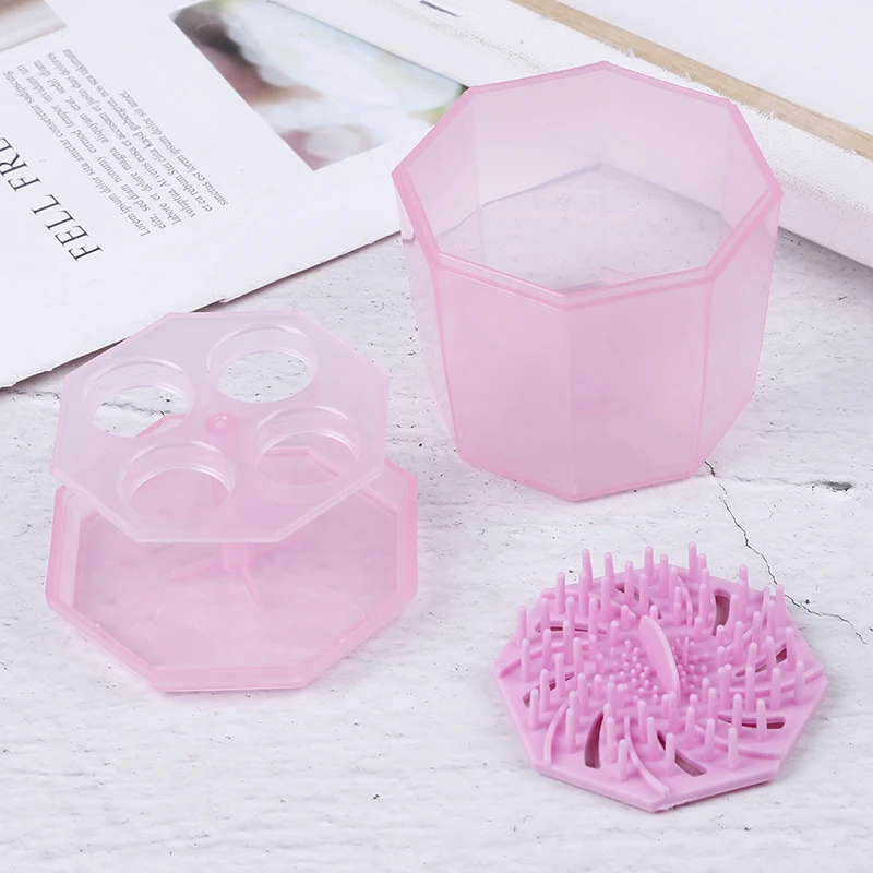 HOT 1PC Makeup Brush Washing Drying Racks Pink Silicone Cleaning Glove Scrubber Tool Cute Cleaner Tool