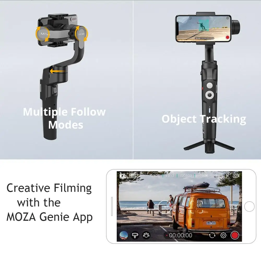 RU Stock Moza Mini-S 3-Axis Phone Gimbal Foldable Stabilizer for iPhone Oneplus 7pro GoPro DJI Osmo