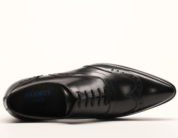 Preto Homens Casual Formal Dedo Britânico Brogue marrom Calçados Escritório Negócios Sapato Qyfcioufu Vestido Couro De Moda Sapatos Genuínos Apontado R65qxw4T