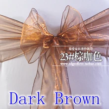 Темно-коричневый цвет стул Пояса Кристалл из органзы Свадебная вечеринка украшение бантом снег шелковой органзы Sash группа