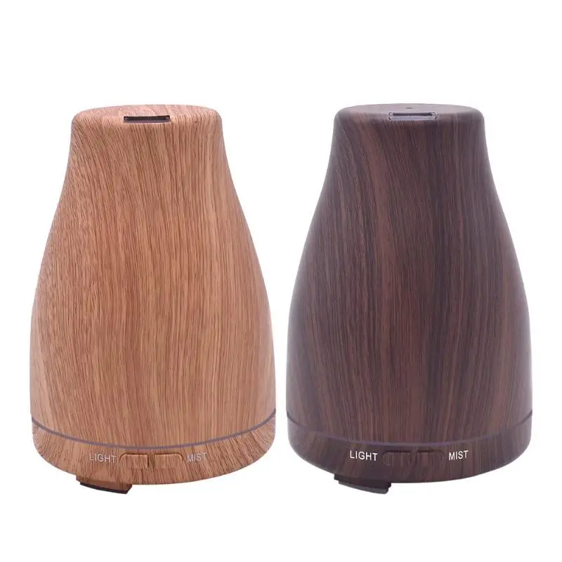 

120ML Ultrasonic Humidifier Aroma Essential Oil Diffuser w/Wood Grain Light