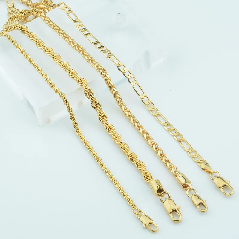 1pcs 3mm 4mm 6mm Men Women Classic Figaro Rope Rope Link Chain Yellow