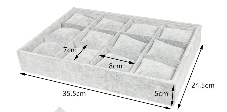 12 сетки ювелирных изделий дисплей лоток бархат с подушками Лен Браслет стенд держатель браслеты хранения ювелирных изделий Органайзер вставки