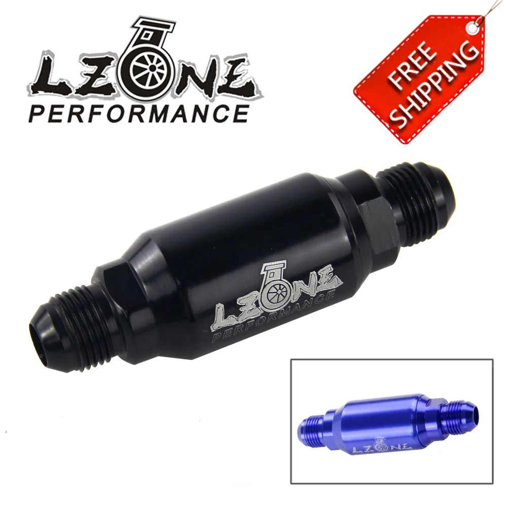 LZONE RACING FREE SHIPPING Billet In Line Street Fuel Filter 8 AN Male Blue Black 40