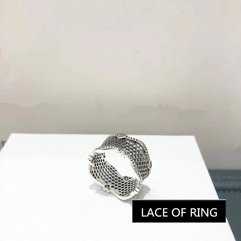 

NEW! 2019 Perfect Charm Carved Serling Silver 925 Lace of Love Ring for women jewelry Clear cz