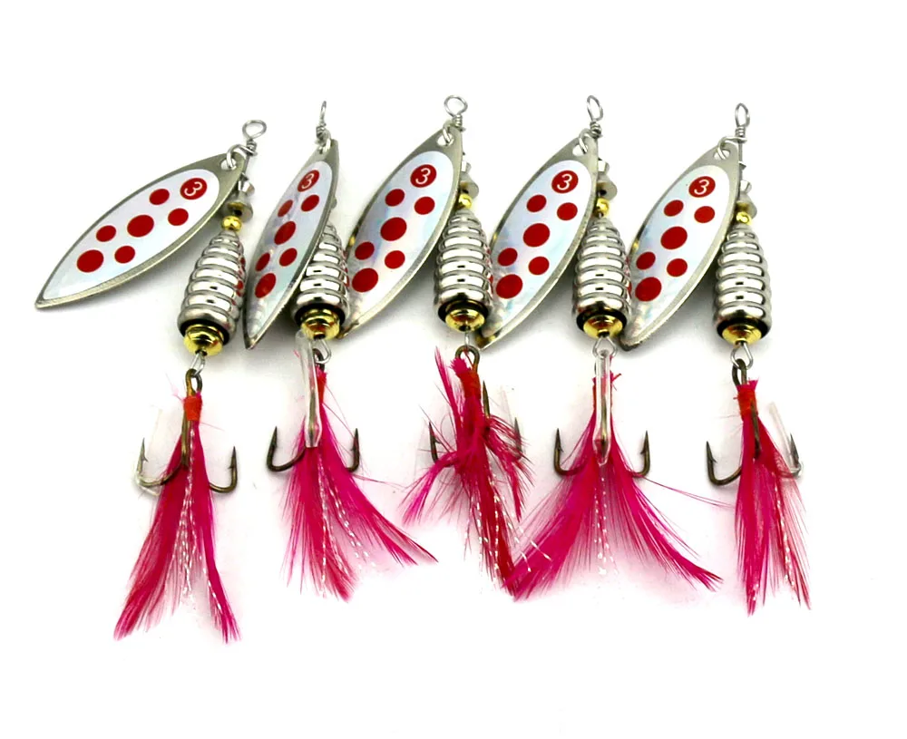 5pcs Fishing Lure Spinner Bait 8cm 13g Metal Spoon Lure Hard Spinner