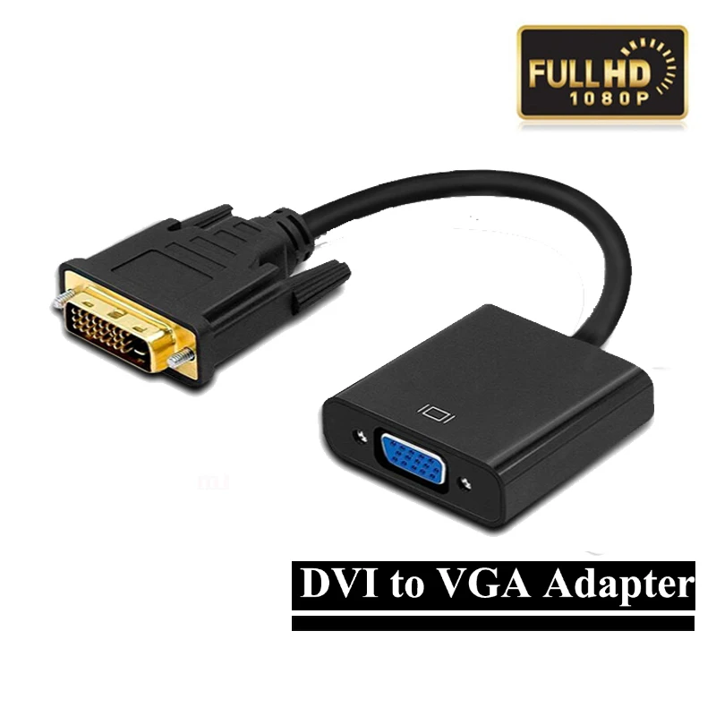 

Hxairt Full HD 1080P DVI-D to VGA Adapter 24+1 25Pin Male to 15Pin Female Cable Converter for PC Computer HDTV Monitor Display