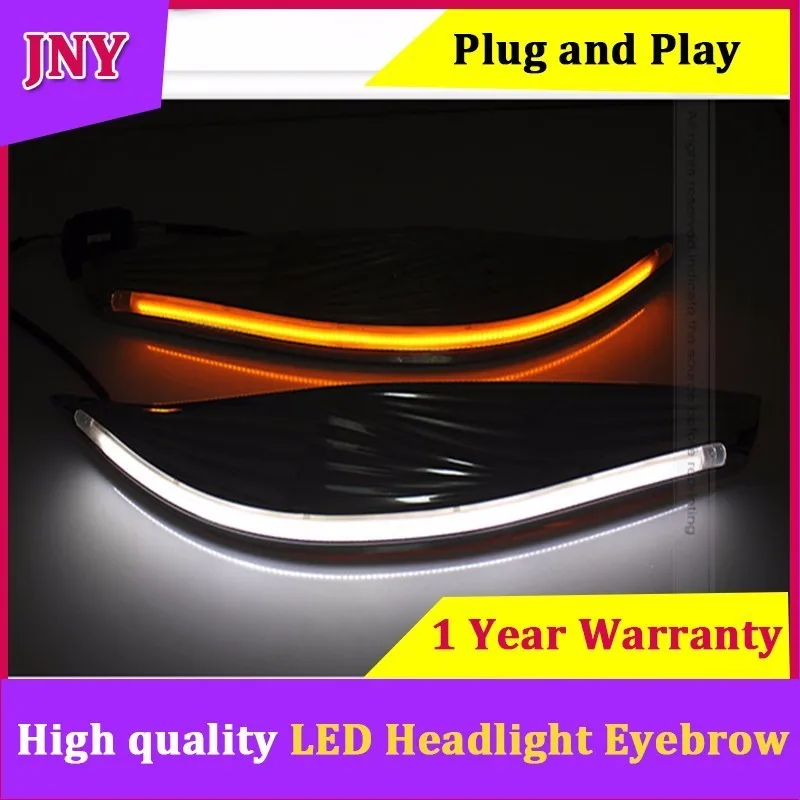 JNY LED Headlight Eyebrow Daytime Running Light White DRL With Yellow
