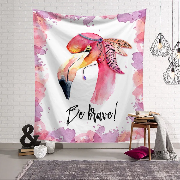Фламинго гобелен с животными настенный большой розовый гобелен настенный принт искусство декоративная ткань одеяло коврик для йоги 150x130 см спальный коврик - Цвет: B