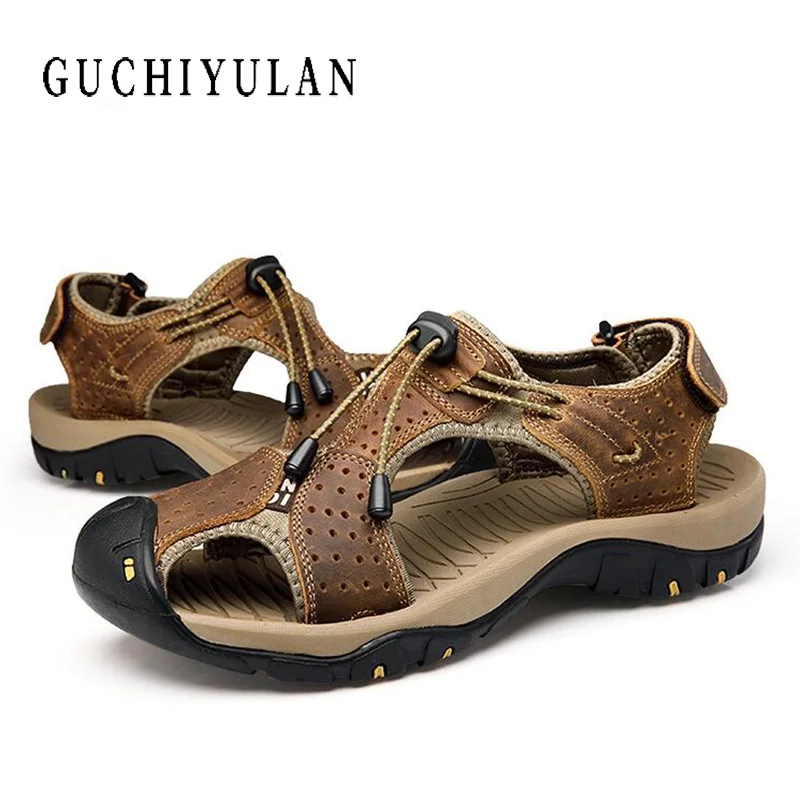 

Men Comfortable Soft Sandals Genuine Leather Cow Men Sandals Summer Quality Beach Slippers Casual Sneakers Outdoor Beach Shoes