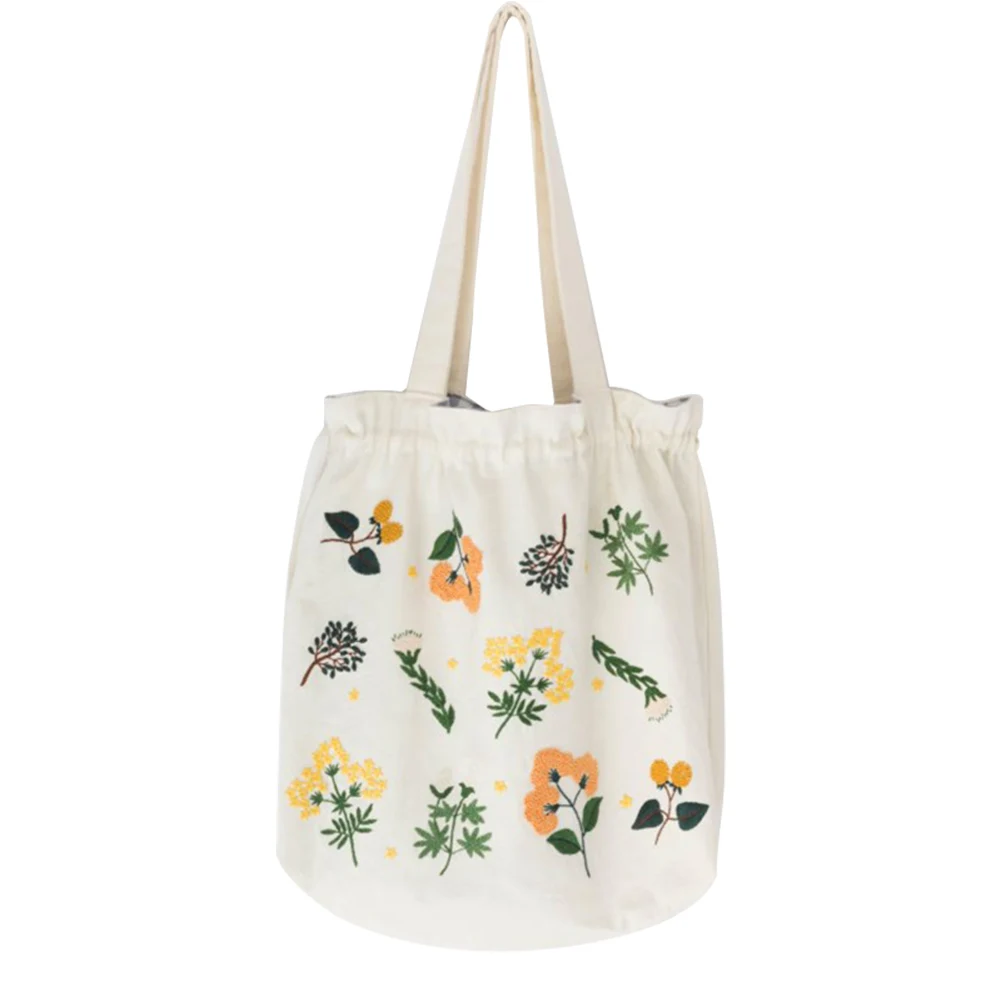 

DIY Embroidery Starter Kit Embroidery Canvas Bag Pre Printed Plant Pattern Threads Handmade Gifts Hot Sale
