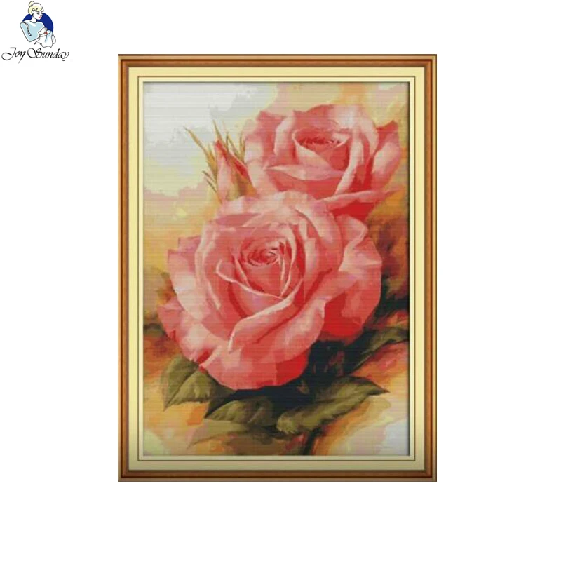 

Joy Sunday Pink Rose Patterns Counted Cross-stitch 11CT 14CT Handwork Beginner Cross Stitch Kit Wholesale Embroidery Needlework