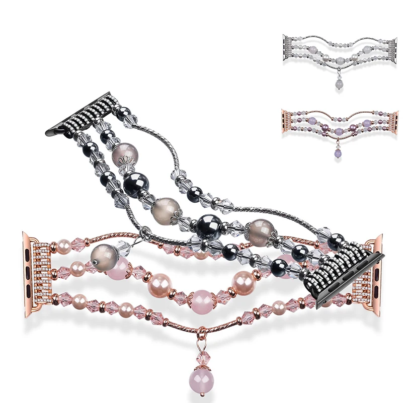 

New Agate Pearl Watches Band for Apple Women Wristwatch Bands 38mm 42mm Lady Bracelet Watch Band