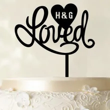 Персонализированные любовь Свадебный торт Топпер, индивидуальные инициалы торт Топпер, Mr и Mrs уникальная элегантная насадка украшения