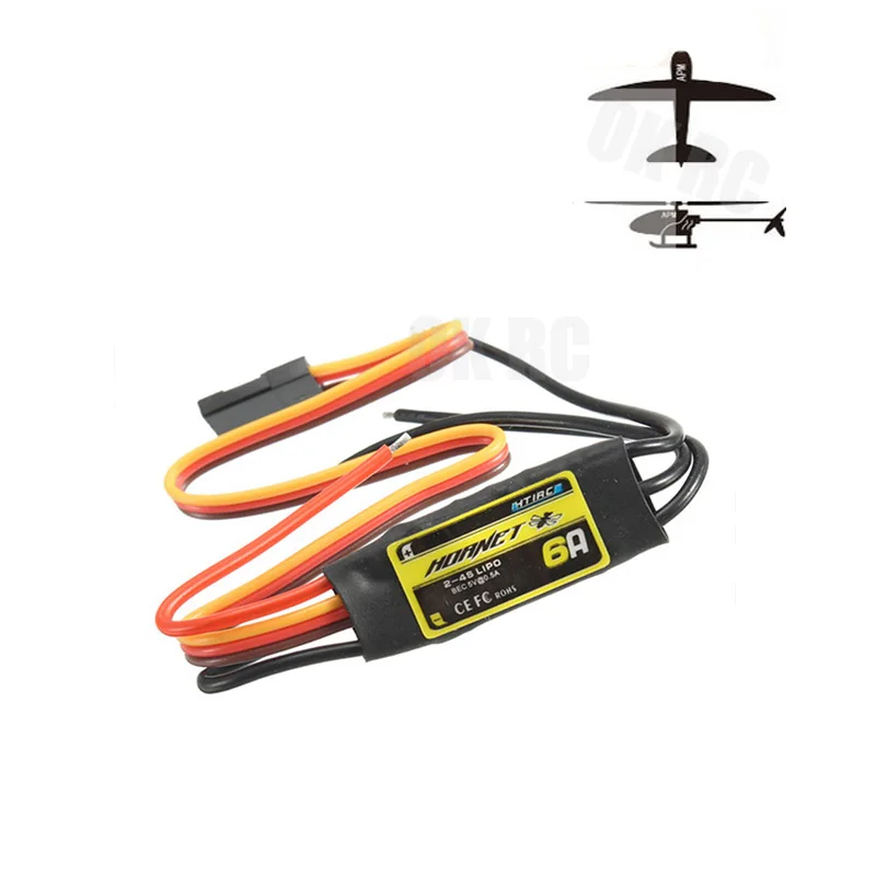 HTIRC Hornet 6A Fix-wing ESC бесщеточный ESC 2-4S LiPo 5V BEC 0.5A электронный регулятор скорости для самолетов с фиксированным крылом RC дронов