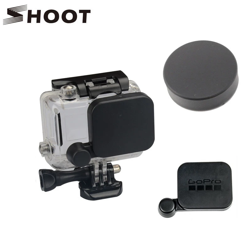 Shoot nuevos casquillos de lente protectora para go pro negro comunicaba con y sin logotipo de dos estilo hero 3 accesorios de la cámara|for hero|accessori gopro herolens action