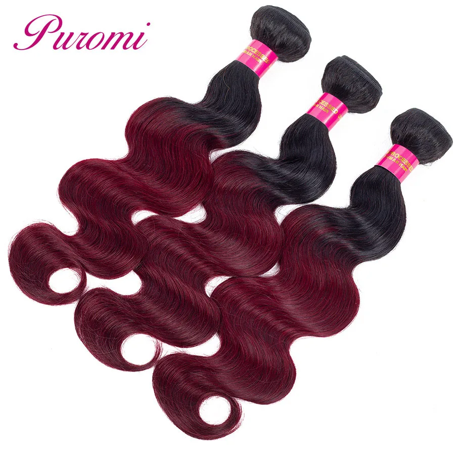 Puromi Hair Malaysian Body Wave 3 Bundles with Closure 1b/99j Ombre 100% Human Hair Weave Non-remy Natural Red Hair Extension Puromi Hair Malaysian Body Wave 3 Bundles with Closure 1b/99j Ombre 100% Human Hair Weave Non-remy Natural Red Hair Extension