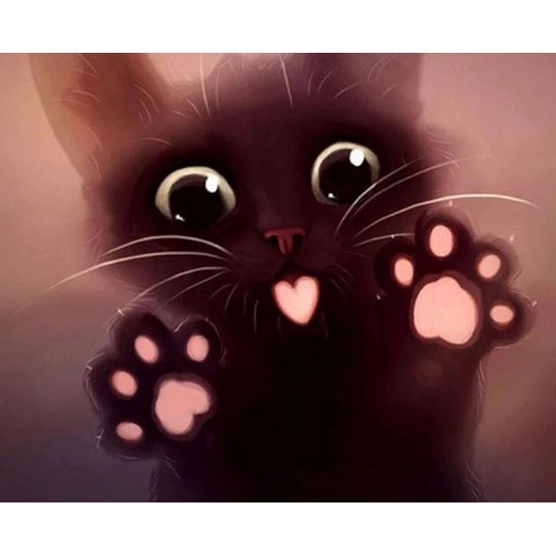 

Cartoon Cat Paws 5d diy Diamond Painting Full Round Rhinestone Embroidery Diamonds Mosaic Kits Cross Stitch Art Wall Home Decor