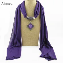 Ahmed Autumn and Winter Resin Geometric Alloy Pendant Scarf Necklace New Ethnic Fashion Scarve Collar Bijoux Jewelry for Women delicate alloy geometric necklace for women