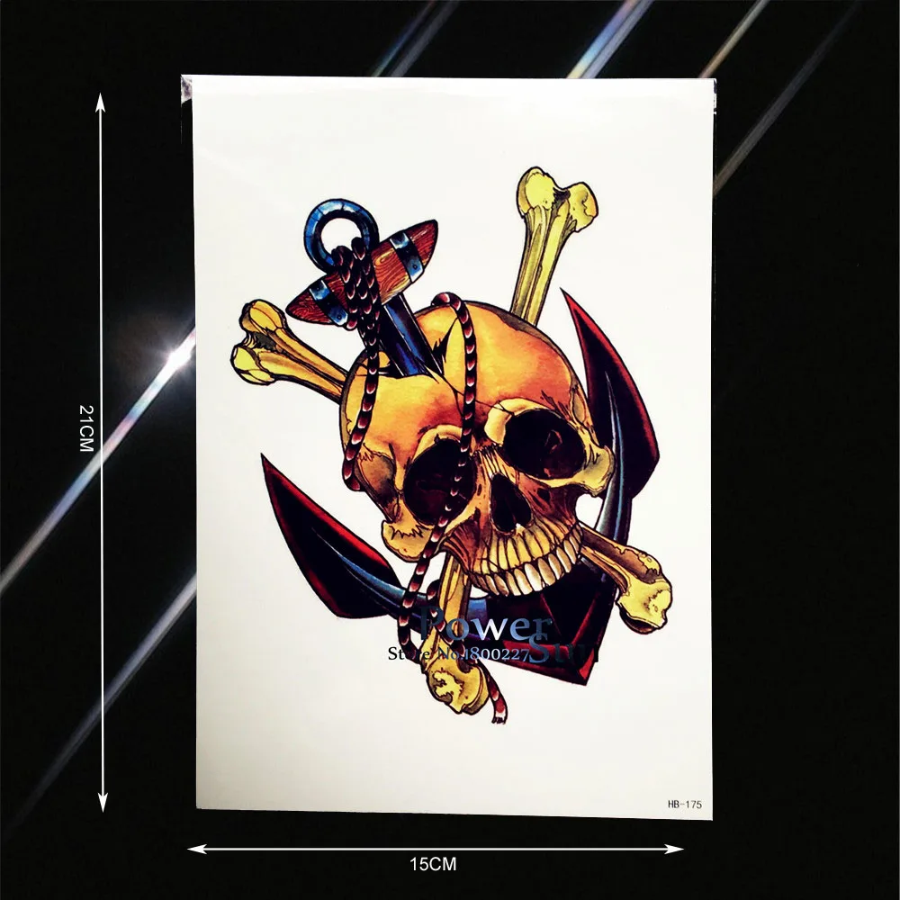 

Disposable Special Skull Bone Anchor Temporary Tattoo Sleeve For Men Women Arm Back Tatoos Body Art Fake Tattoo Stickers PHB-175