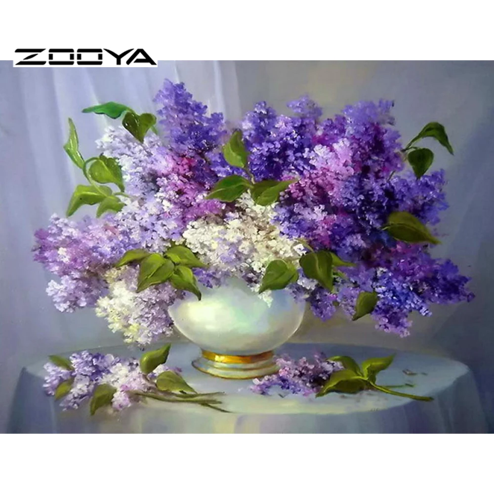 

New Full Drill Diamond Embroidery Purple Lilac Flower Diamond Painting Cross Stitch Rhinestone Mosaic Decoration Painting RF533