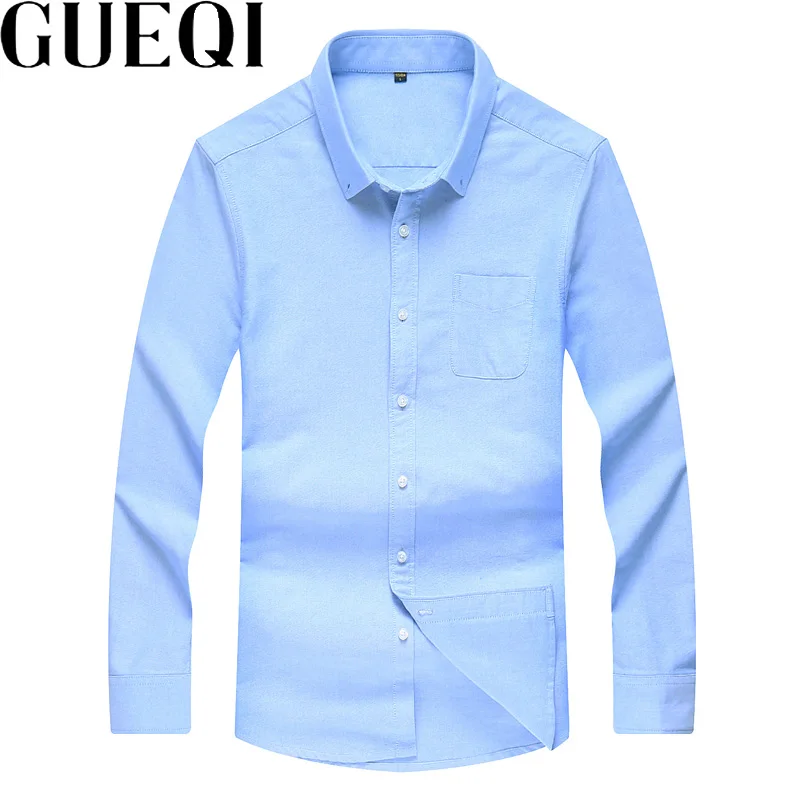 GUEQI Men Casual White Shirts Plus Size M 3XL Single Breasted Long