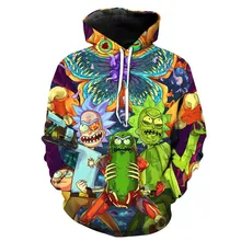 2018 hot sale new style hip hop fashion hoodies 3d cartoon hot rick and morty printed