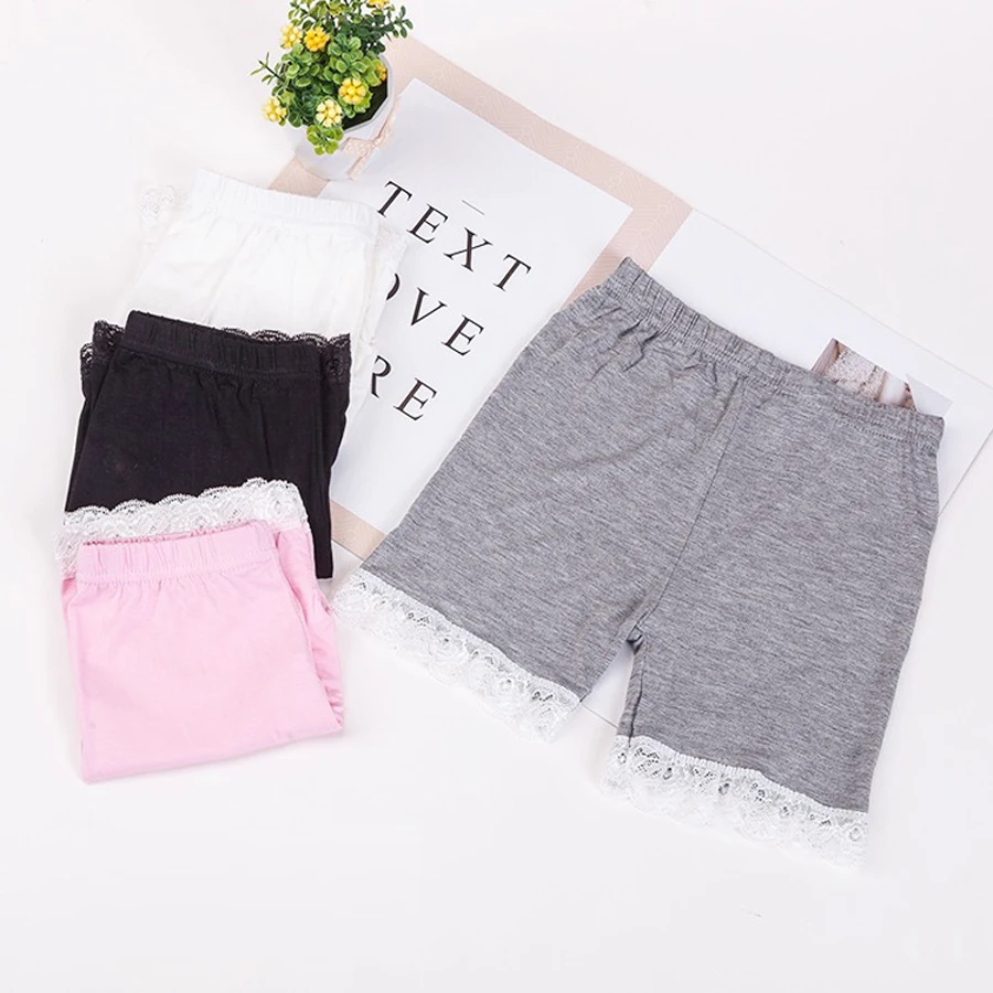 

Famli 3pcs/lot Girls Safety Underwear Children Summer Beach Wear Kids Solid Lace Cotton Skinny Shorts Korte Legging Meisje
