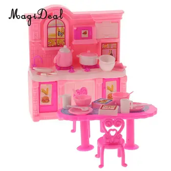 

MagiDeal Hot 1:12Kitchen Furniture 1 Set Dining Table Kitchen Cabinet Children Pretend Play Toy for Doll Novelty Gift