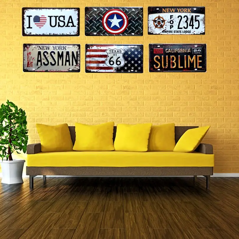 

New York Metal Painting Signs Wall Bar Coffee Hotel Home Wall Sticker Art Decor Cuadros Wholesale 30X15CM W-66