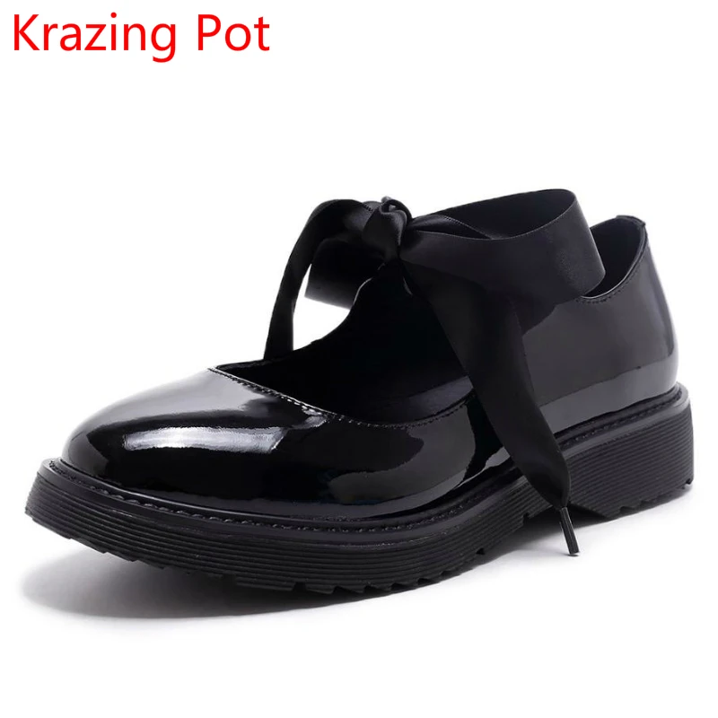 

New Arrival Fashion Genuine Leather Spring Autumn Round Toe Princess Office Lady Pumps Wedges Med Heel Casual Women Shoes L50