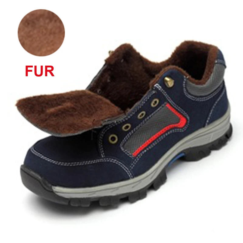 Рабочая защитная обувь для мужчин; винтажные дышащие сетчатые ботинки со стальным носком; мужская повседневная обувь с защитой от проколов - Цвет: 506FUR-Blue