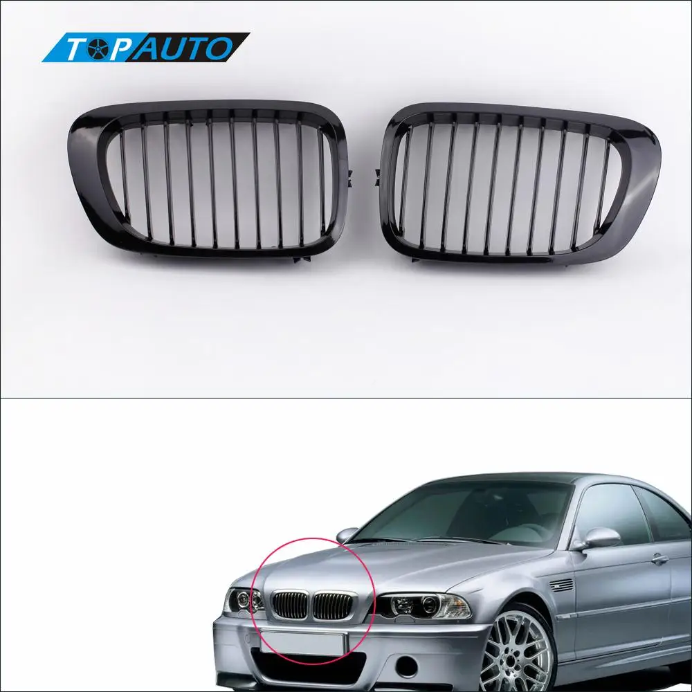 

2Pcs Gloss Black Front Kidney Sport Grille for BMW E46 3 Series 2 Door Coupe Convertible 1998-2002