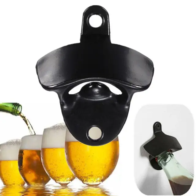 New Fashion Black Mini Wall Mount Stainless Steel Bar Wine Beer New Fashion Black Mini Wall Mount Stainless Steel Bar Wine Beer Gl Cap Bottle Opener Tools