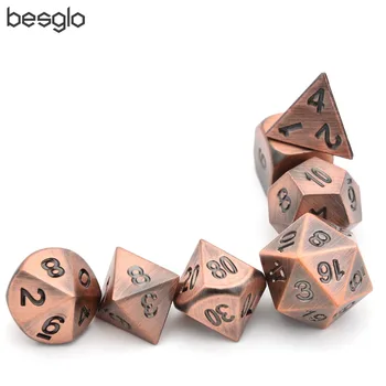 

DnD Role Playing Games Metal Dice Set of 7 Dice Set Ancient Copper Color with Black Pouch